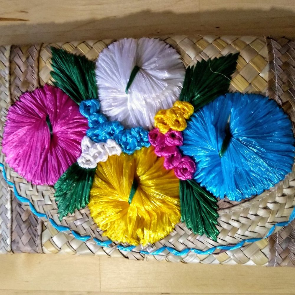 VTG Palm Raffia Woven Handmade Clutch